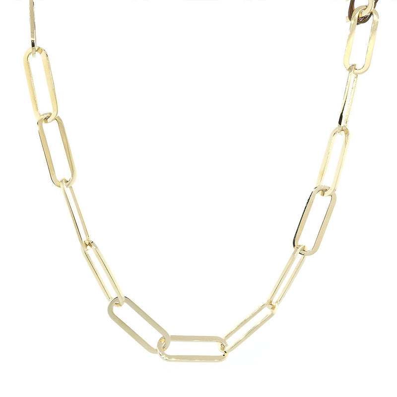 10 mm Paperclip Necklace, 17 Inches in 14K Yellow Gold
