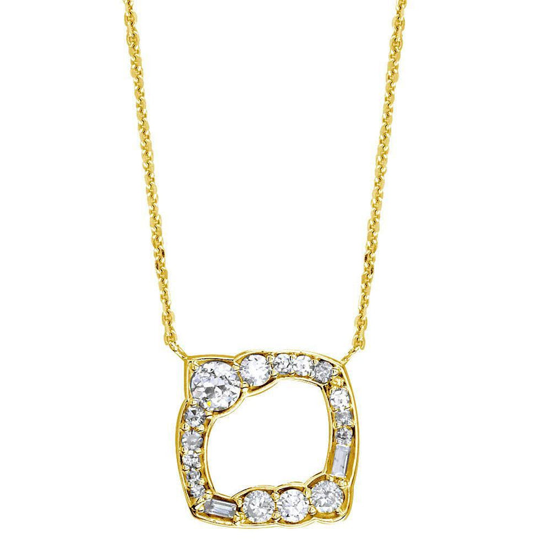 Designer Diamond Pendant and Chain, 1.30CT in 14K Yellow Gold