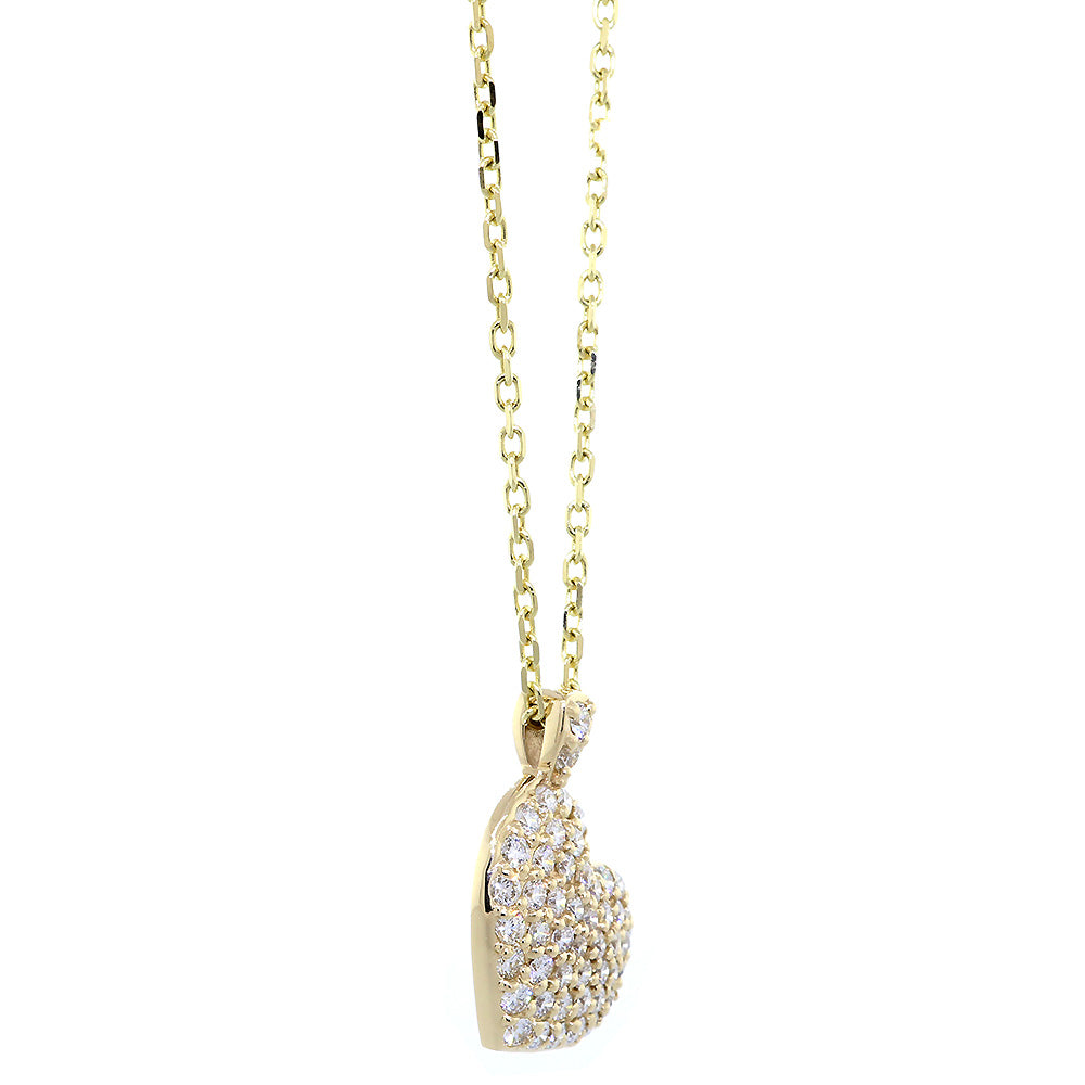 Small Diamond Heart Pendant and Chain, 1.55CT in 14K Yellow Gold, 16" Inch Chain
