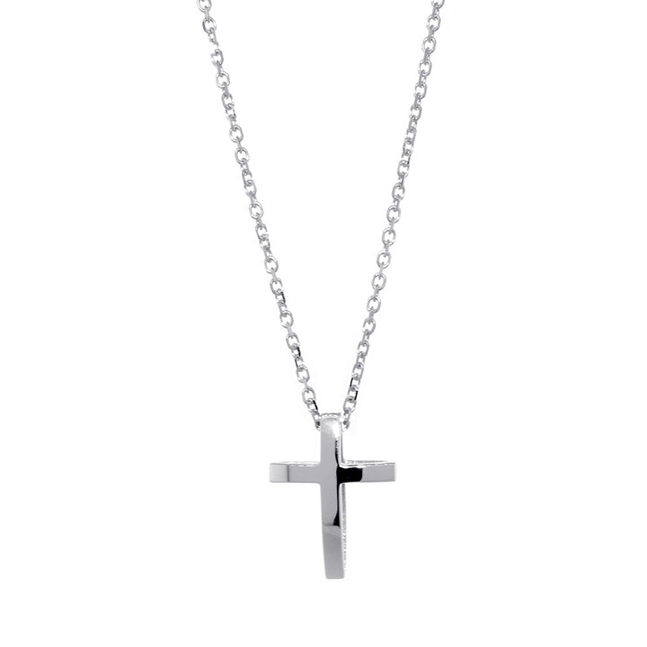 17mm 3D Open Cross Charm and 16 Inch Chain in Sterling Silver