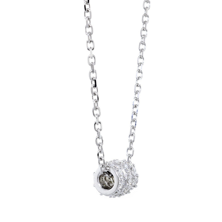 Triple Row Diamond Roundel Pendant and Chain, 0.97CT, 16 Inch Chain in 14k White Gold