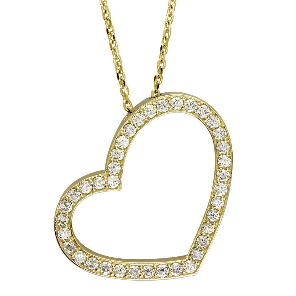 Open Diamond Heart Necklace, 2.00CT in 18K Yellow Gold