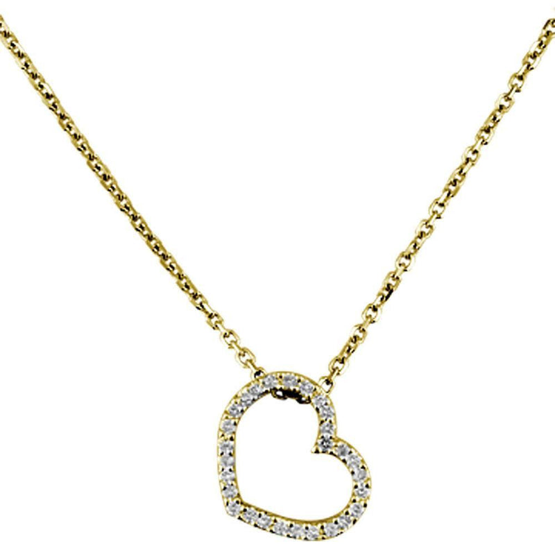 Open Diamond Heart Necklace, 0.30CT in 14K Yellow Gold