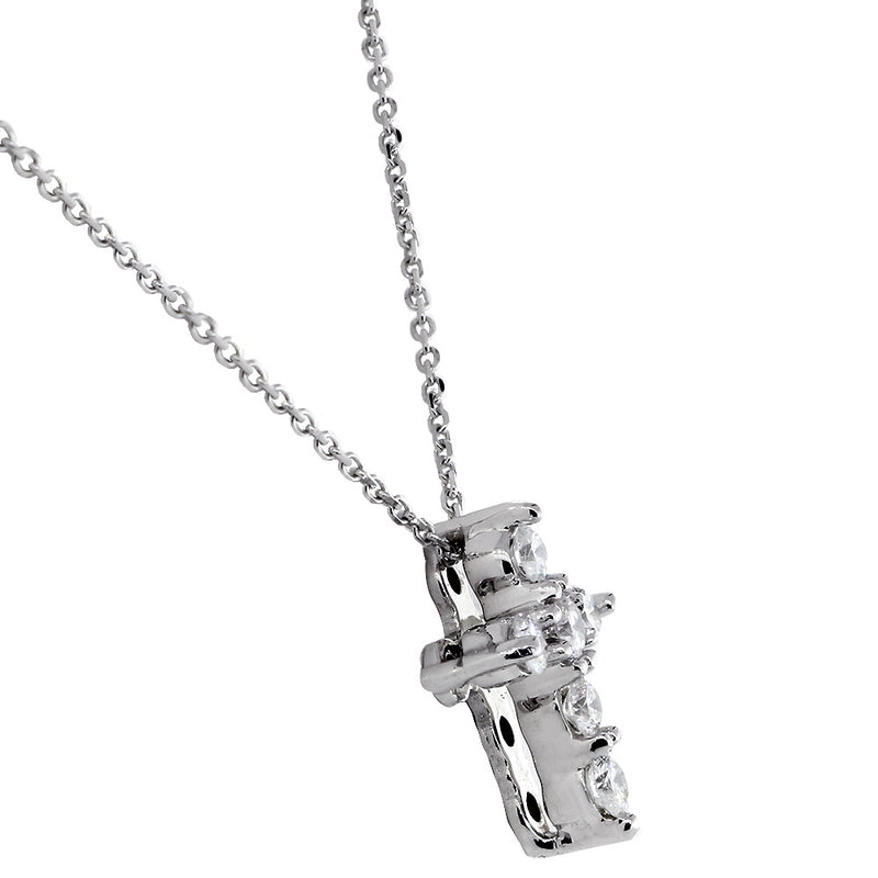 Small Diamond Cross Pendant and Chain, 0.40CT in 14K White Gold