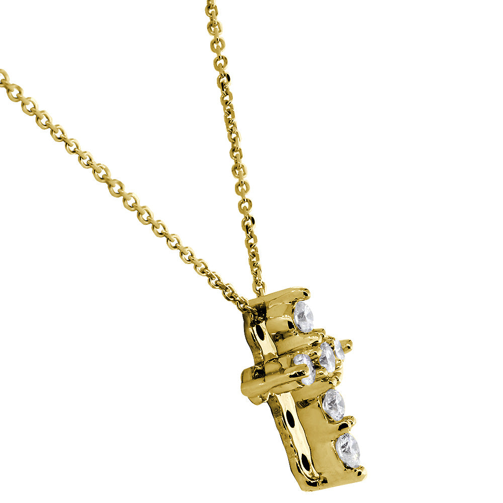 Small Diamond Cross Pendant and Chain, 0.40CT in 14K Yellow Gold