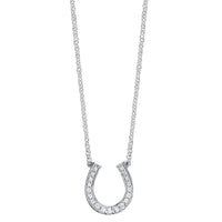 Small Horseshoe Pendant and Chain in 14K White Gold and Diamonds, 0.28CT