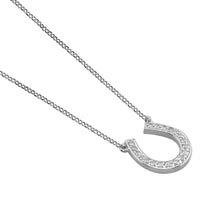 Small Horseshoe Pendant and Chain in 14K White Gold and Diamonds, 0.28CT