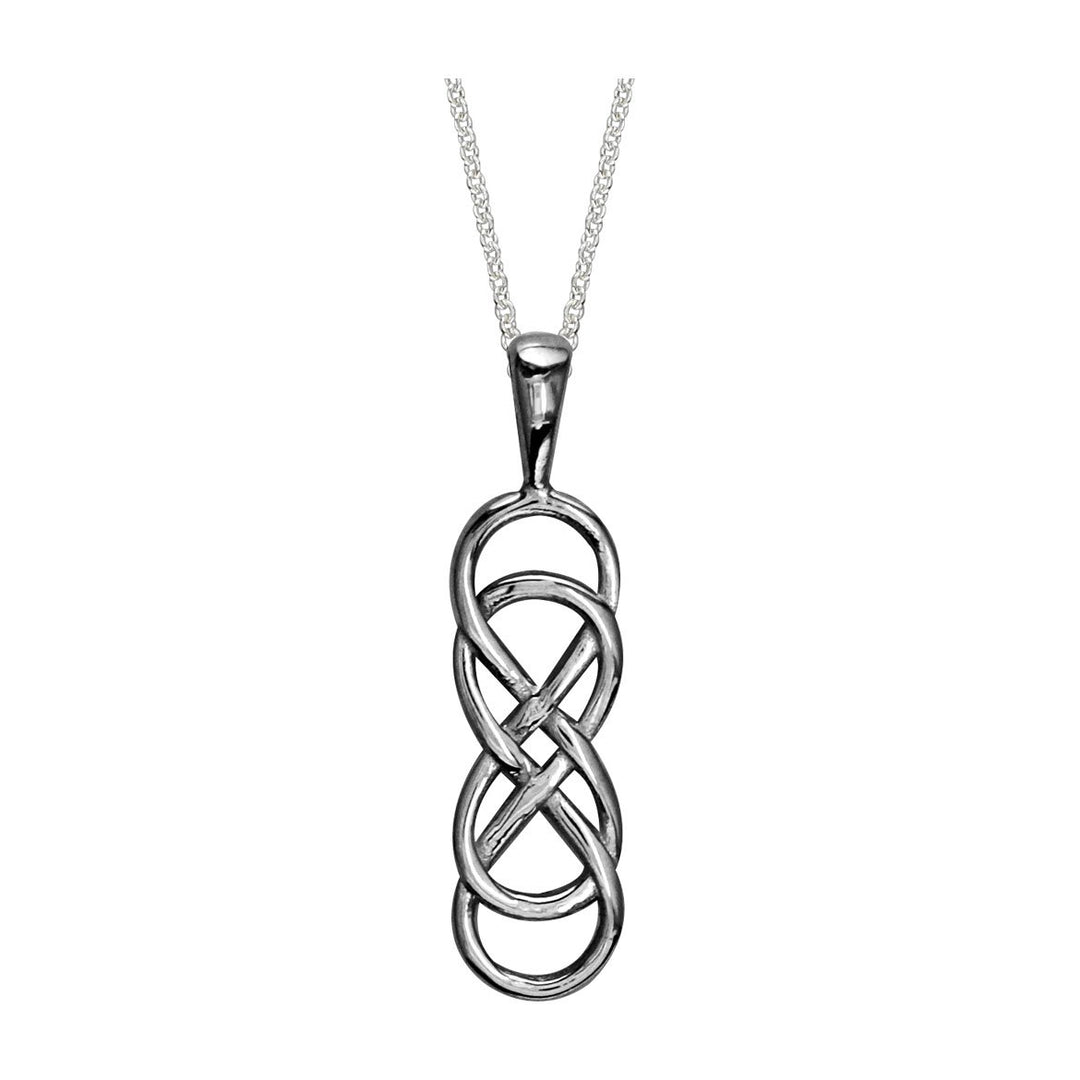 Medium Double Infinity Symbol Charm and Chain, 16 inch total length, Best Friends Forever Charm, Sisters Charm, 6.5mm x 19.5mm in 14K white gold