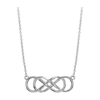 Extra Large Sideways Double Infinity Symbol Charm and Chain in Sterling Silver, 1.5", 18" Total Length
