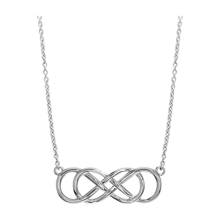 Extra Large Sideways Double Infinity Symbol Charm and Chain in 14K White Gold, 1.5", 18" Total Length