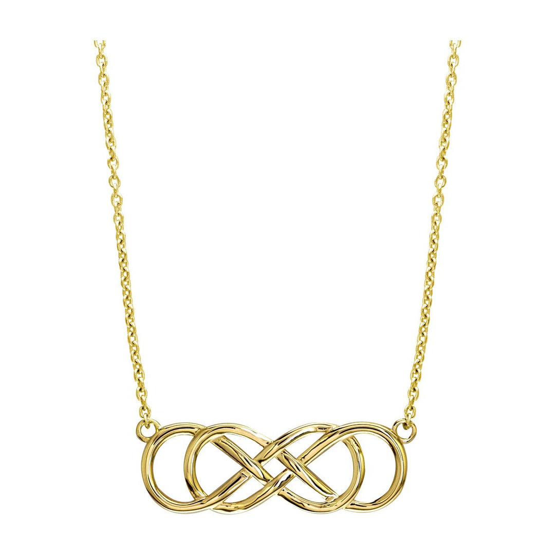 Extra Large Sideways Double Infinity Symbol Charm and Chain in 14K Yellow Gold, 1.5", 18" Total Length