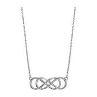 Large Sideways Double Infinity Symbol Charm and Chain, Best Friends Forever Charm, Sisters Charm, 10mm X 30mm, 18 Inches Total in Sterling Silver