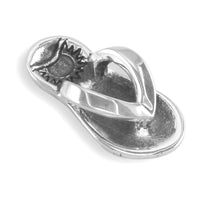16" Total Length Fun-In-The-Sun Flip Flop, Sandal, Charm and Chain in Sterling Silver