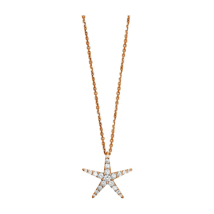 Diamond Starfish Pendant and 16" Chain, 0.70CT in 18k Pink Gold