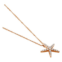 Diamond Starfish Pendant and 16" Chain, 0.70CT in 18k Pink Gold