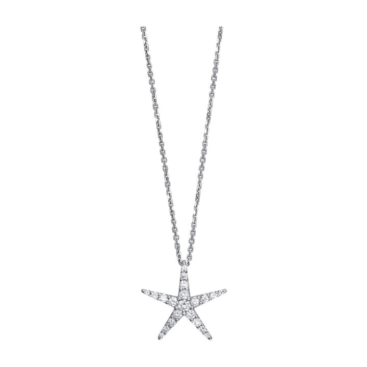Cubic Zirconia Starfish Pendant and 16" Chain in Sterling Silver