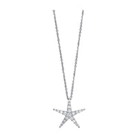 Diamond Starfish Pendant and 16" Chain, 0.70CT in 14k White Gold