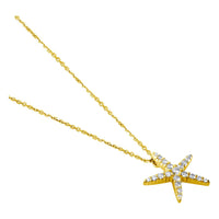 Diamond Starfish Pendant and 16" Chain, 0.70CT in 18k Yellow Gold