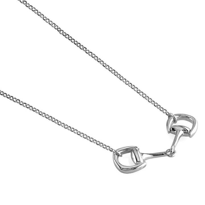 Horsebit Necklace, 18 Inches Total in 14K White Gold