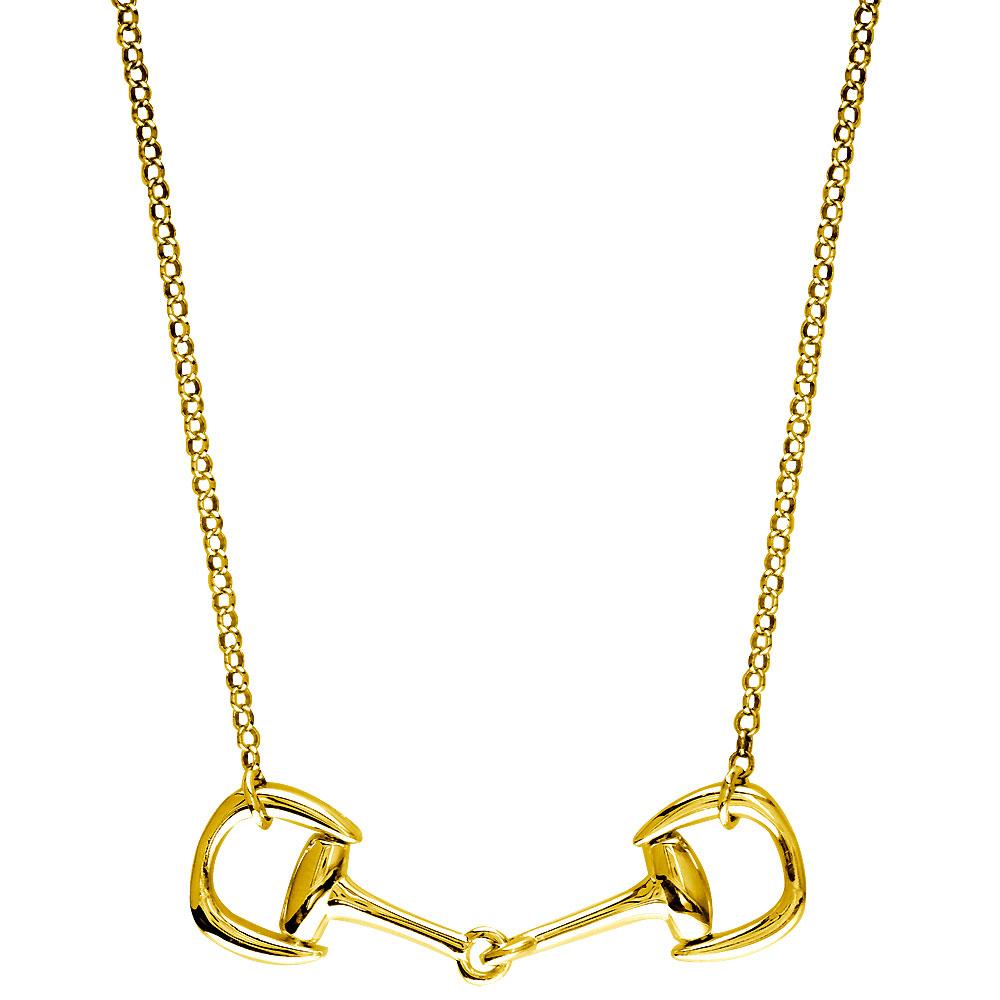 Horsebit Necklace, 18 Inches Total in 14K Yellow Gold