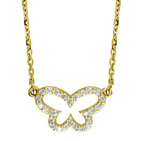 Open Diamond Butterfly Necklace, 0.35CT in 14K Yellow Gold