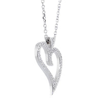 25mm Open Diamond Heart Pendant and Chain, 0.29CT, 18 Inch Chain in 14K White Gold