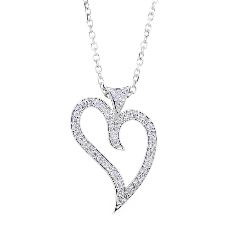 25mm Open Diamond Heart Pendant and Chain, 0.29CT, 18 Inch Chain in 14K White Gold
