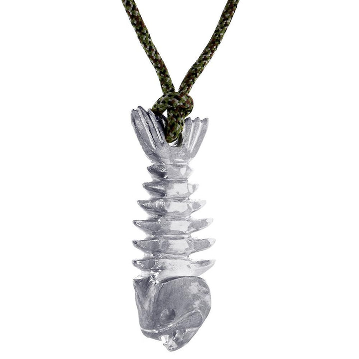 Hanging Fish Skeleton Necklace, 3 Inch Size by Manny Puig in Sterling Silver