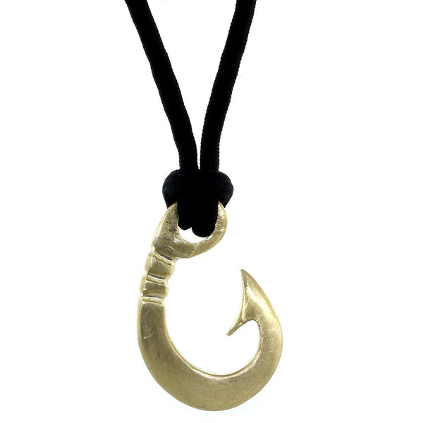 Hard Edge Fish Hook Necklace, 1.75 Inch Size by Manny Puig in Bronze