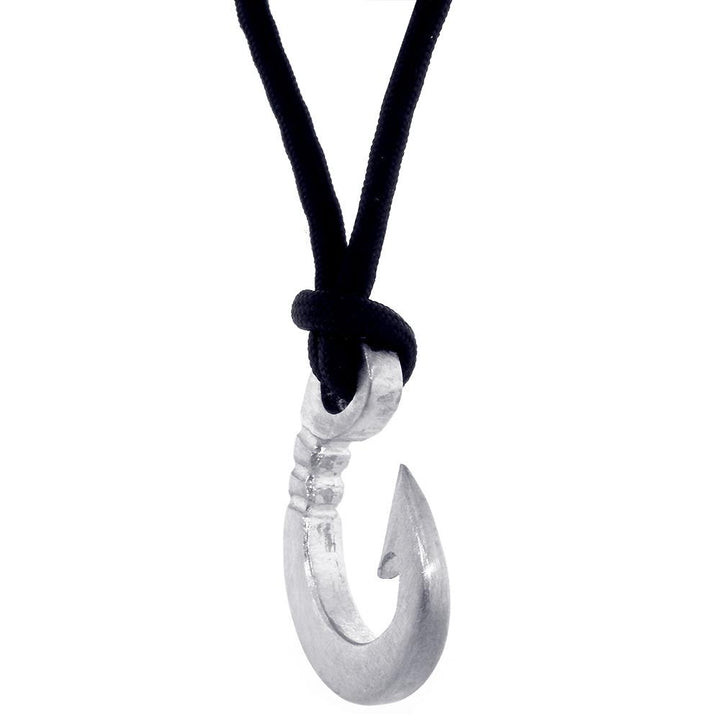 Hard Edge Fish Hook Necklace, 1.75 Inch Size by Manny Puig in Sterling Silver