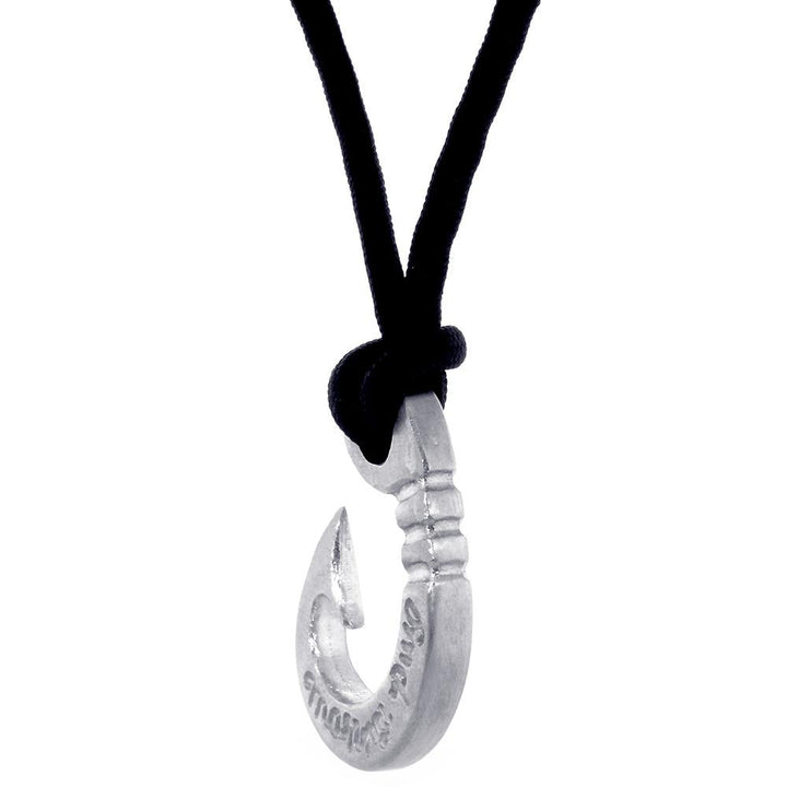 Hard Edge Fish Hook Necklace, 1.75 Inch Size by Manny Puig in Sterling Silver