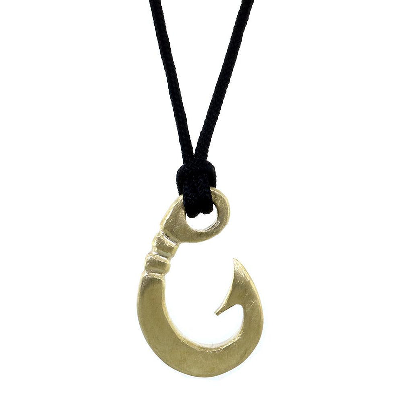 Hard Edge Fish Hook Necklace, 1.25 Inch Size by Manny Puig in Bronze