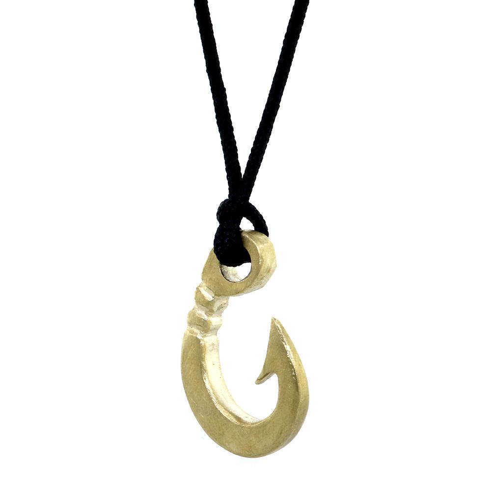 Hard Edge Fish Hook Necklace, 1.25 Inch Size by Manny Puig in Bronze