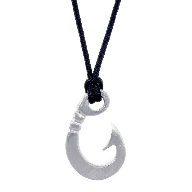 Hard Edge Fish Hook Necklace, 1.25 Inch Size by Manny Puig in Sterling Silver