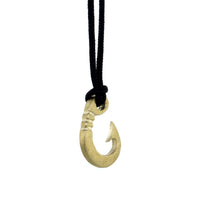 Hard Edge Fish Hook Necklace, 1 Inch Size by Manny Puig in Bronze