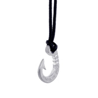Hard Edge Fish Hook Necklace, 1 Inch Size by Manny Puig in Sterling Silver