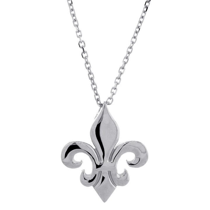 21mm Fleur de Lis Charm and Chain in Sterling Silver