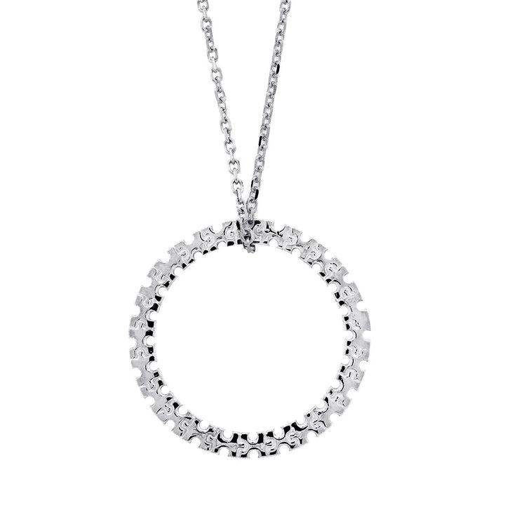 24mm Autism Awareness Jigsaw Puzzle Circle of Life Charm and Chain in Sterling Silver