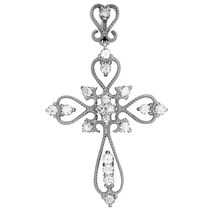 Vintage Style Diamond Cross Pendant, 0.52CT in 18K white gold