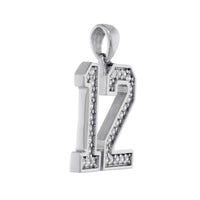 19mm Athletes Jersey Number #12 Diamond Pendant, 0.65CT in 14k White Gold