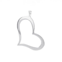 28mm Open, Offset, Wavy Heart Charm in 14K White Gold