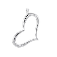 28mm Open, Offset, Wavy Heart Charm in 14K White Gold