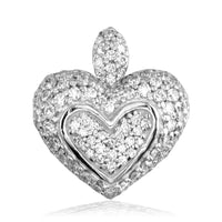Medium Puff Diamond Heart Pendant, Small Bail Version, 0.75CT in 18K white gold