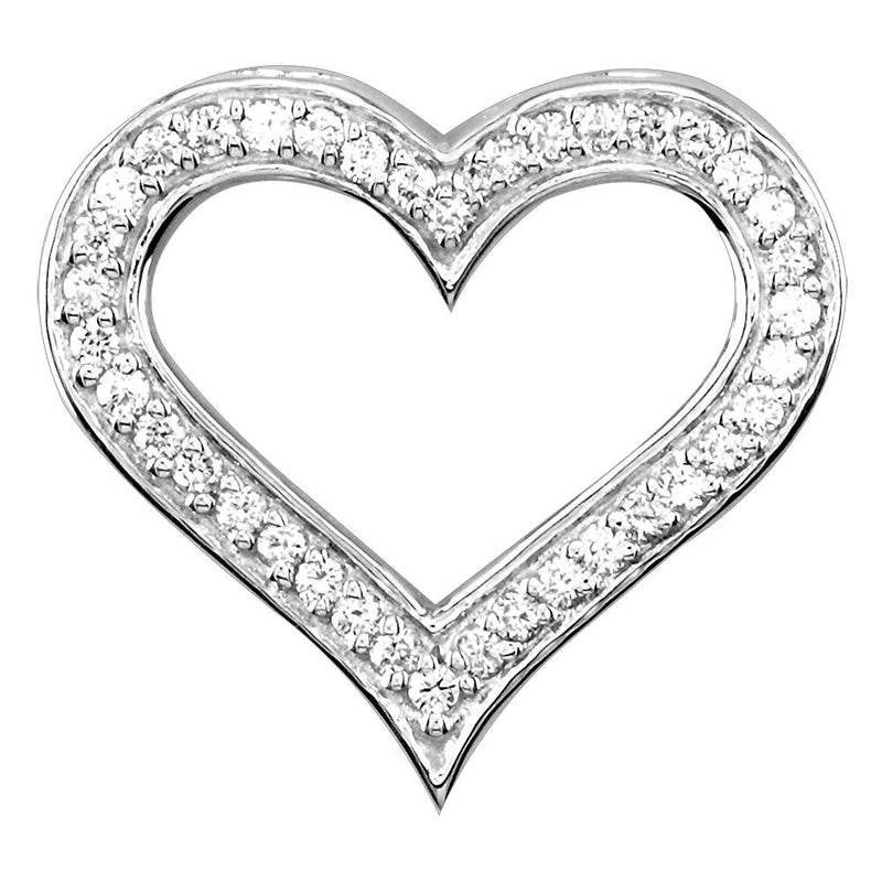 Diamond Open Heart Pendant, 0.45CT in 14K White Gold