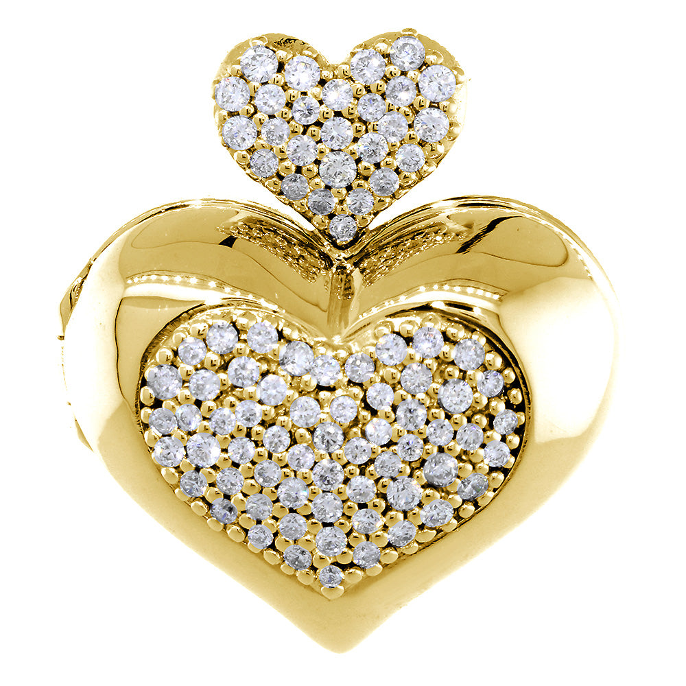 Large Diamond Heart Locket, 0.90CT in 14k Yellow Gold