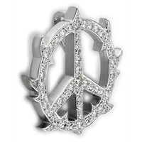 Medium Diamond Guarded Peace Sign Charm, 0.75CT, One Inch in 14K White Gold