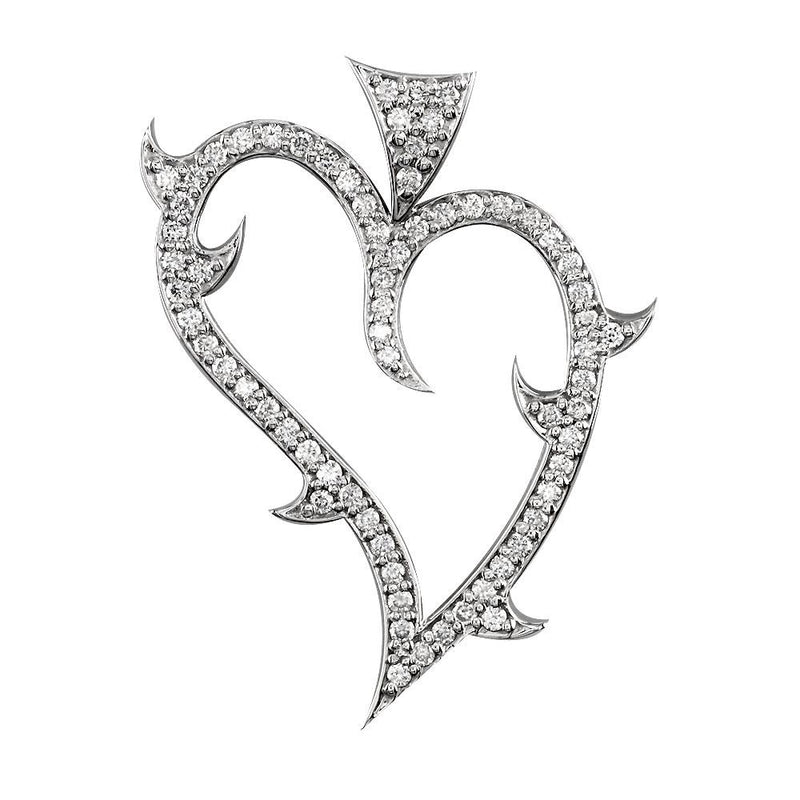 Large Diamond Guarded Love Heart Pendant, 1.25CT in 18K White gold