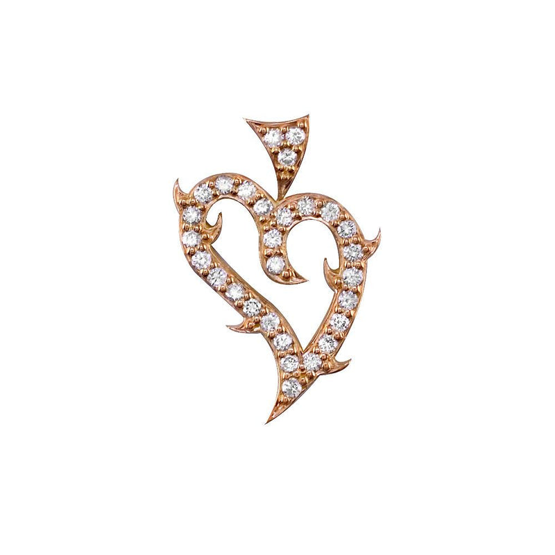 Mini Diamond Guarded Love Heart Pendant, 0.30CT in 18K Pink, Rose Gold