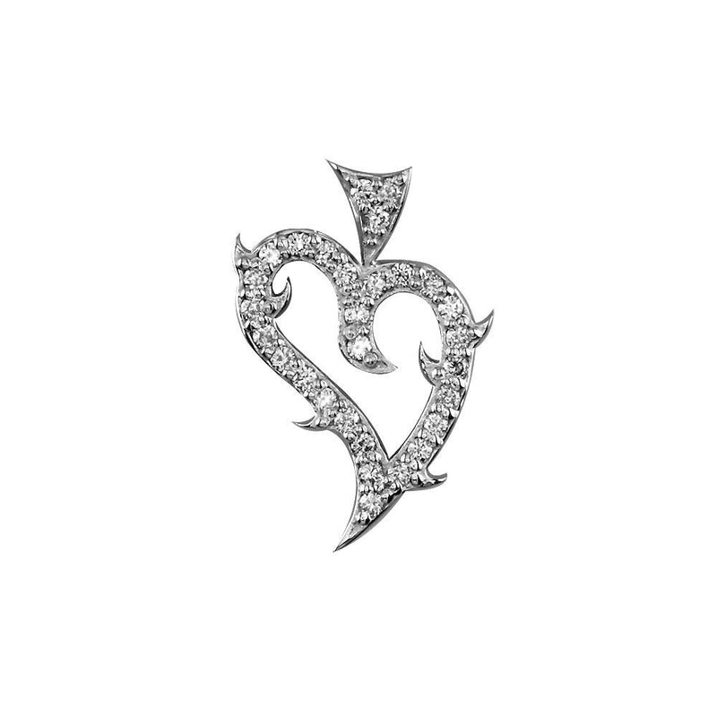 Mini Diamond Guarded Love Heart Pendant, 0.30CT in 14K White Gold