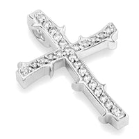 Guarded Faith Diamond Cross Pendant in 18K white gold